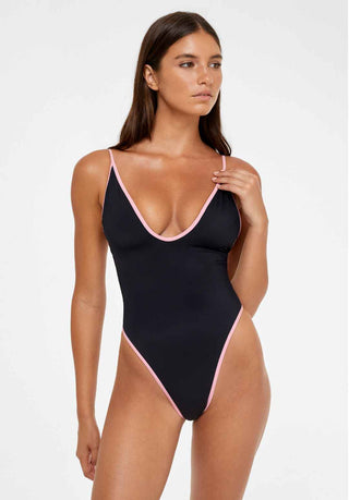 Original Cut Swimsuit (Black + Pink)